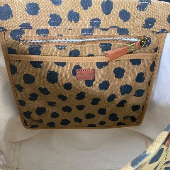 Madewell Canvas Transport Tote Painted Spots Leopard Print Sturdy Wear marks - Picture 13 of 13